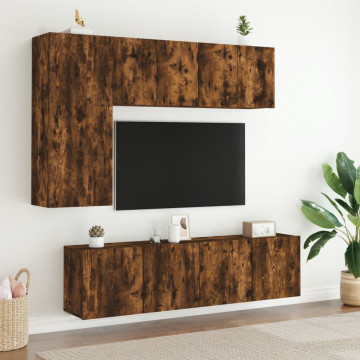 Comodă TV de perete, 2 buc. stejar fumuriu, 60x30x41 cm - Img 3