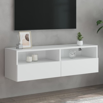 Comodă TV de perete, alb, 100x30x30 cm, lemn prelucrat - Img 1
