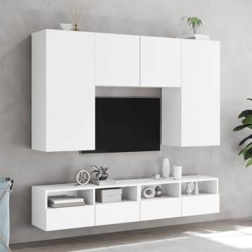 Comodă TV de perete, alb, 100x30x30 cm, lemn prelucrat - Img 4