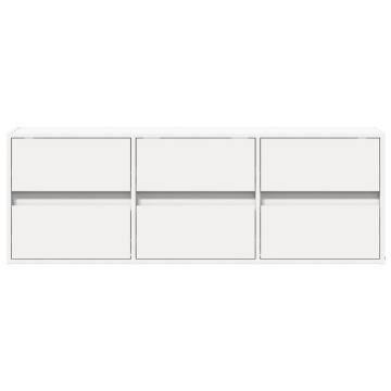 Comodă TV de perete cu lumini LED, alb, 130x31x45 cm - Img 5