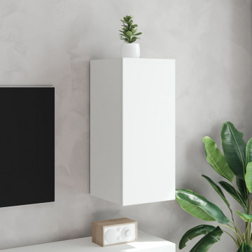 Comodă TV de perete cu lumini LED, alb, 30,5x35x70 cm - Img 8