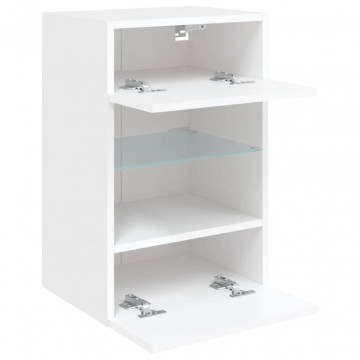Comodă TV de perete cu lumini LED, alb, 40x30x60,5 cm - Img 7