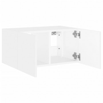 Comodă TV de perete cu lumini LED, alb, 60x35x31 cm - Img 7