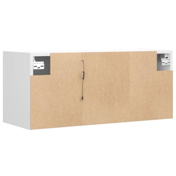 Comodă TV de perete cu lumini LED, alb, 80x31x35 cm - Img 7