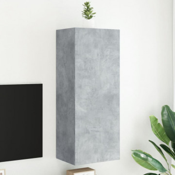 Comodă TV de perete, gri beton, 40,5x30x102 cm, lemn prelucrat - Img 1