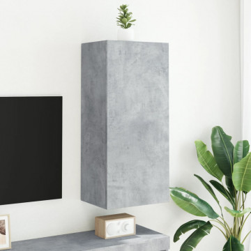 Comodă TV de perete, gri beton, 40,5x30x90 cm, lemn prelucrat - Img 3