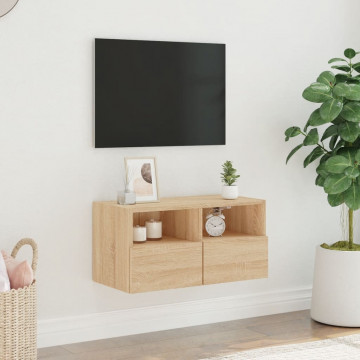 Comodă TV de perete, stejar sonoma, 60x30x30 cm, lemn prelucrat - Img 3