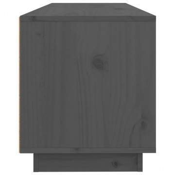 Comodă TV, gri, 100x34x40 cm, lemn masiv de pin - Img 7
