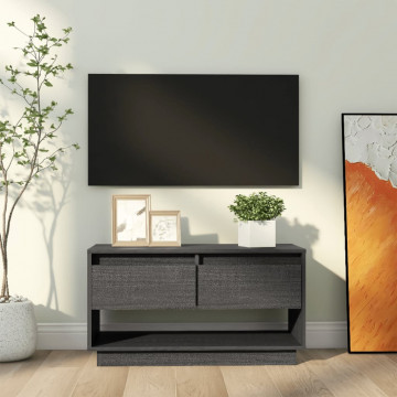 Comodă TV, gri, 74x34x40 cm, lemn masiv de pin - Img 1