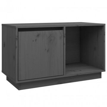 Comodă TV, gri, 74x35x44 cm, lemn masiv de pin - Img 2