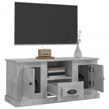 Comodă TV, gri beton, 100x35,5x45 cm, lemn prelucrat - Img 8