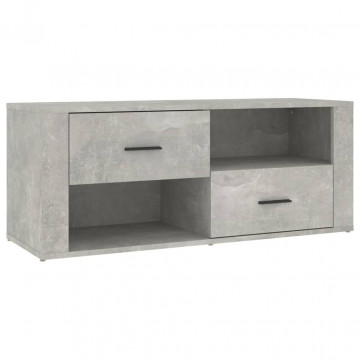 Comodă TV, gri beton, 100x35x40 cm, lemn prelucrat - Img 2