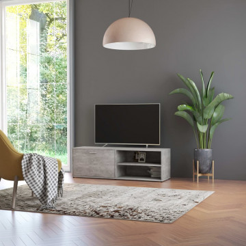 Comodă TV, gri beton, 120x34x37 cm, lemn prelucrat - Img 1