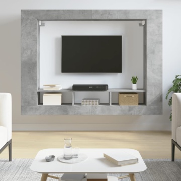 Comodă TV, gri beton, 152x22x113 cm, lemn prelucrat - Img 1