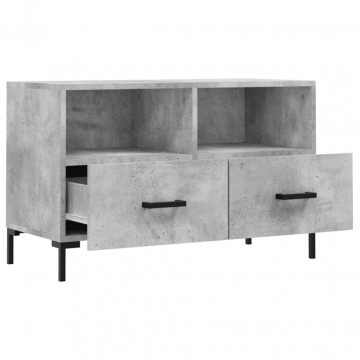 Comodă TV, gri beton, 80x36x50 cm, lemn compozit - Img 5