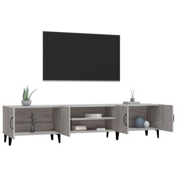Comodă TV, gri sonoma, 180x31,5x40 cm, lemn prelucrat - Img 8