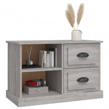 Comodă TV, gri sonoma, 73x35,5x47,5 cm, lemn prelucrat - Img 4