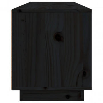 Comodă TV, negru, 100x34x40 cm, lemn masiv de pin - Img 7