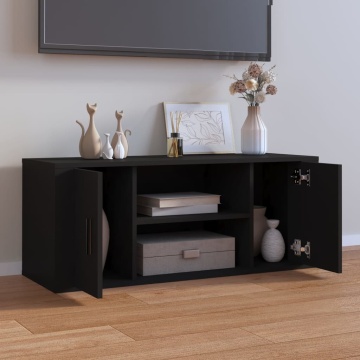 Comodă TV, negru, 100x35x40 cm, lemn prelucrat - Img 3