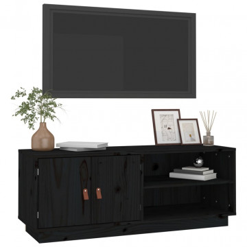 Comodă TV, negru, 105x34x40 cm, lemn masiv de pin - Img 4