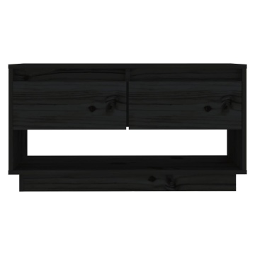 Comodă TV, negru, 74x34x40 cm, lemn masiv de pin - Img 3