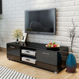 Comodă TV, negru extralucios, 120 x 40,3 x 34,7 cm - Img 1