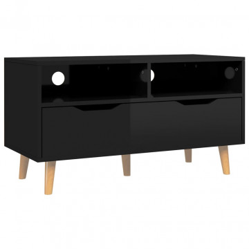 Comodă TV, negru extralucios, 90x40x48,5 cm, PAL - Img 2