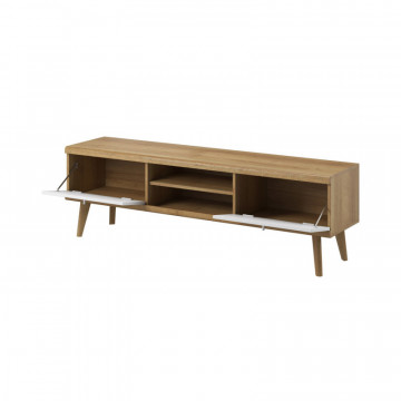 Comoda TV Prime PR02 din stejar Riviera - alb, 160 cm 2D - Img 4