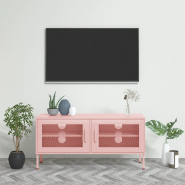 Comodă TV, roz, 105x35x50 cm, oțel - Img 1