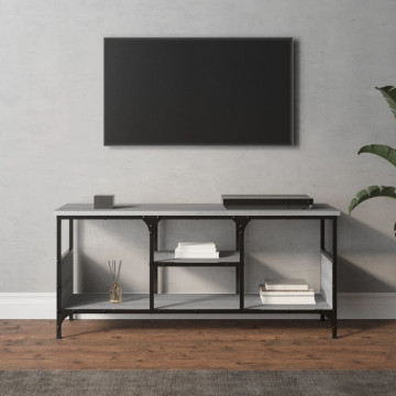 Comodă TV, sonoma gri, 100x35x45 cm, lemn prelucrat & fier - Img 1