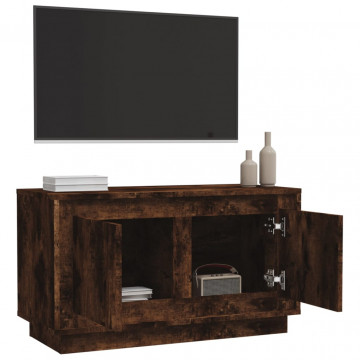 Comodă TV, stejar afumat, 80x35x45 cm, lemn prelucrat - Img 8