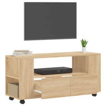 Comodă TV, stejar sonoma, 102x34,5x43 cm, lemn prelucrat - Img 4