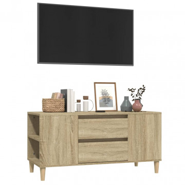Comodă TV, stejar sonoma, 102x44,5x50 cm, lemn prelucrat - Img 4