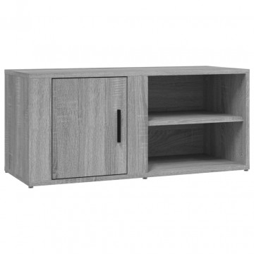 Comode TV, 2 buc., gri sonoma, 80x31,5x36 cm, lemn prelucrat - Img 5