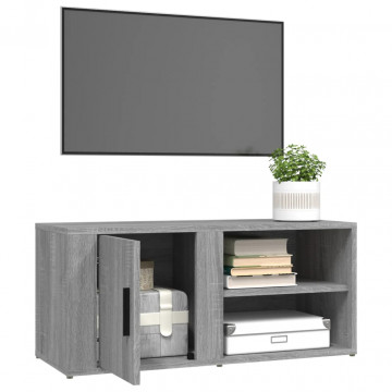 Comode TV, 2 buc., gri sonoma, 80x31,5x36 cm, lemn prelucrat - Img 8