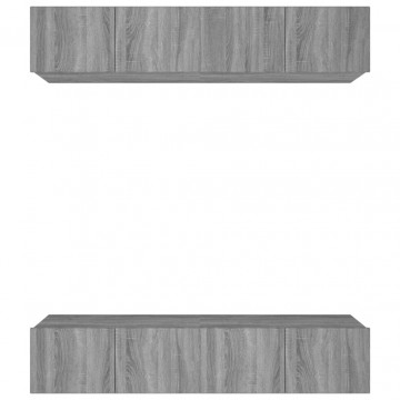Comode TV, 4 buc., gri sonoma, 80x30x30 cm, lemn prelucrat - Img 2