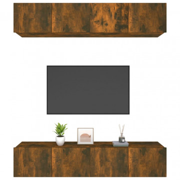 Comode TV, 4 buc., stejar afumat, 80x30x30 cm lemn prelucrat - Img 4