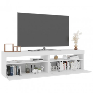 Comode TV cu lumini LED, 2 buc., alb extralucios, 75x35x40 cm - Img 3