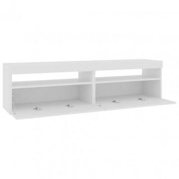Comode TV cu lumini LED, 2 buc., alb extralucios, 75x35x40 cm - Img 7