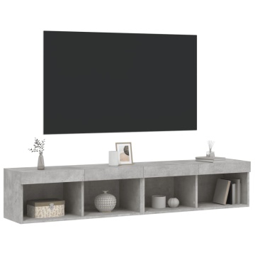 Comode TV cu lumini LED, 2 buc., gri beton, 80x30x30 cm - Img 5