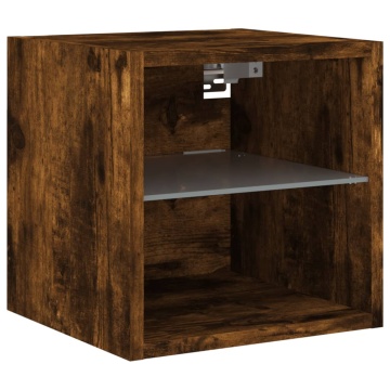 Comode TV cu lumini LED, 2 buc., stejar fumuriu, 30x28,5x30 cm - Img 7