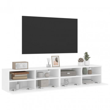 Comode TV de perete, 2 buc., alb, 80x30x30 cm, lemn prelucrat - Img 5