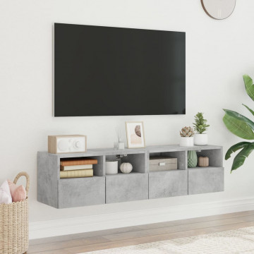 Comode TV de perete, 2 buc., gri beton, 60x30x30 cm, lemn - Img 3