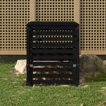 Compostor, negru, 82,5x82,5x99,5 cm, lemn masiv de pin - Img 1