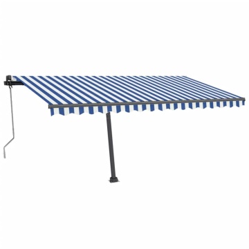 Copertină automată cu LED&senzor vânt, albastru&alb, 450x350 cm - Img 2