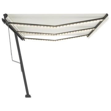 Copertină automată cu LED & senzor vânt, crem, 600x300 cm - Img 4