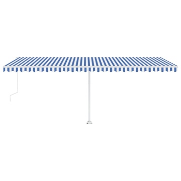 Copertină automată cu senzor vânt&LED, albastru/alb, 600x350 cm - Img 4
