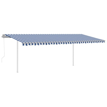 Copertină automată cu senzor vânt & LED, albastru & alb, 6x3 m - Img 2