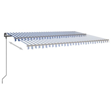 Copertină automată cu senzor vânt & LED, albastru & alb, 6x3 m - Img 8
