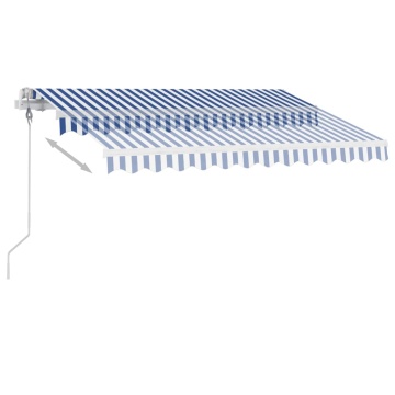 Copertină autonomă retractabilă automat albastru&alb 300x250 cm - Img 8